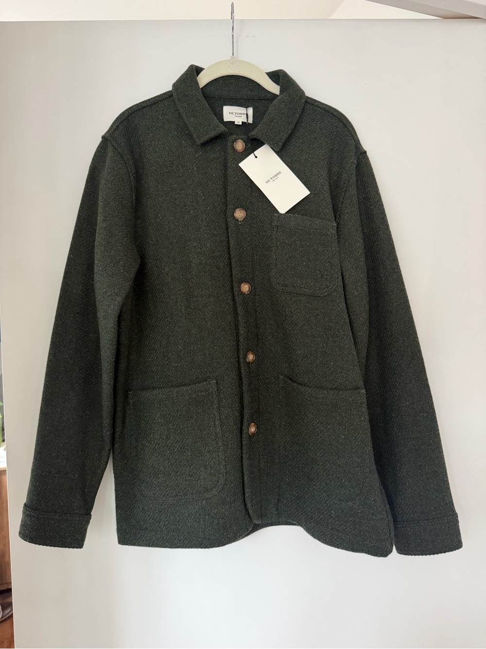 Men's Dark Olive Green Button-Up Shirt Jacket